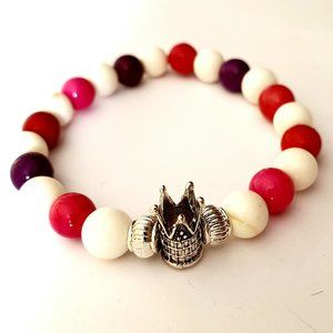 Red Black & White King or Queen UNisex bead Love bracelet